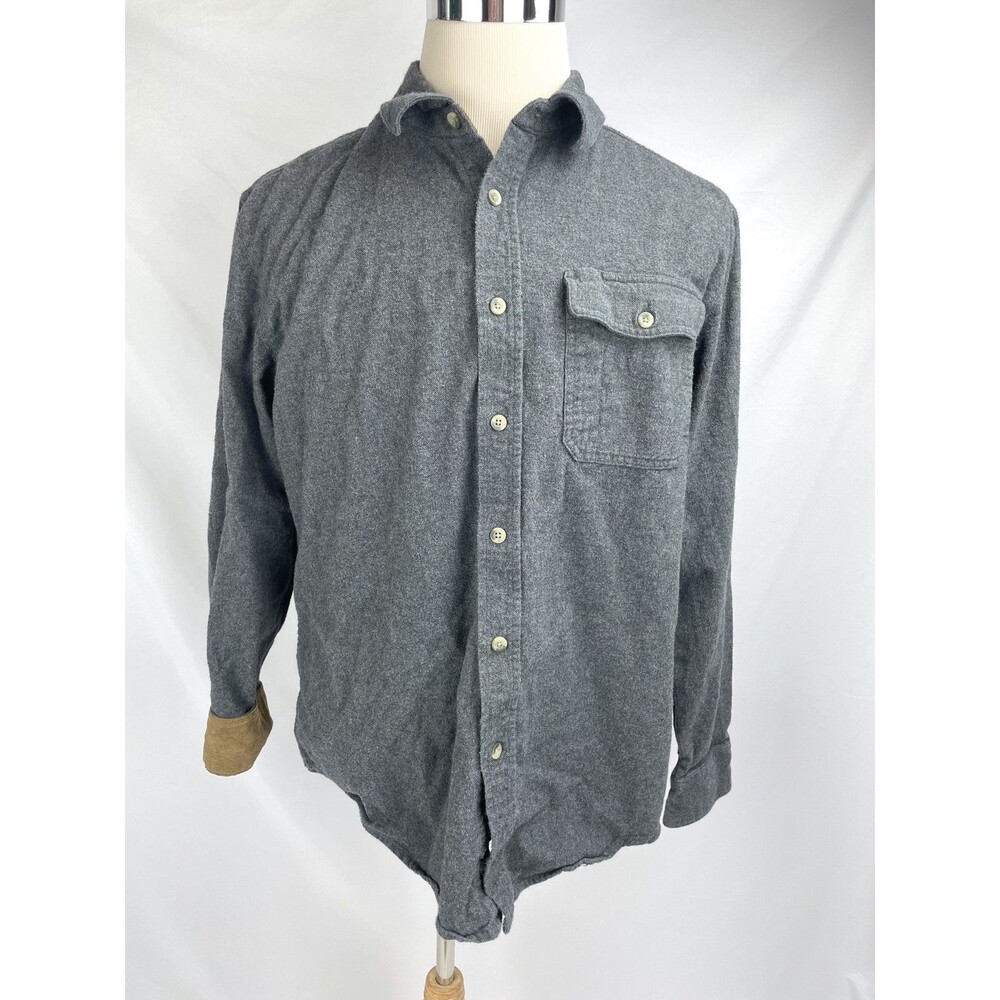 CQR Shirt Men Large Gray Button Up Long Sleeves Cotton Corduroy Cuffs Tactical